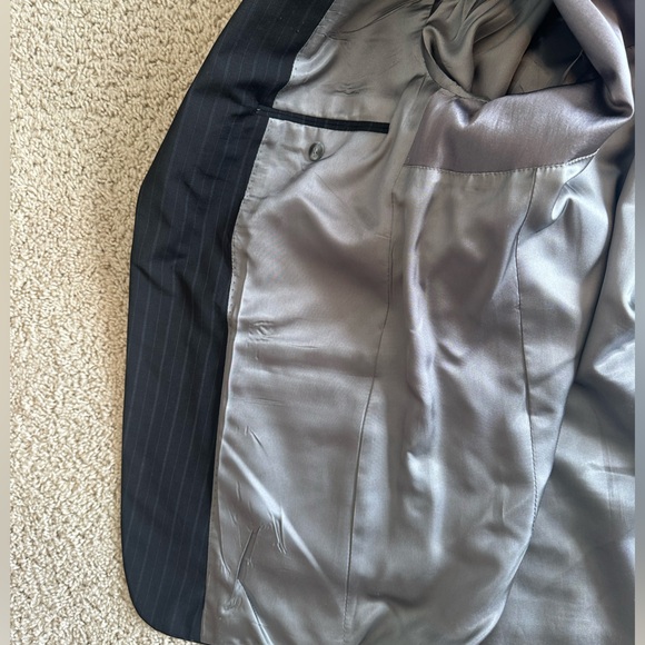 Pinstripe Palm Beach men’s suit jacket blazer 39 regular Delberts clothing black - Picture 15 of 15